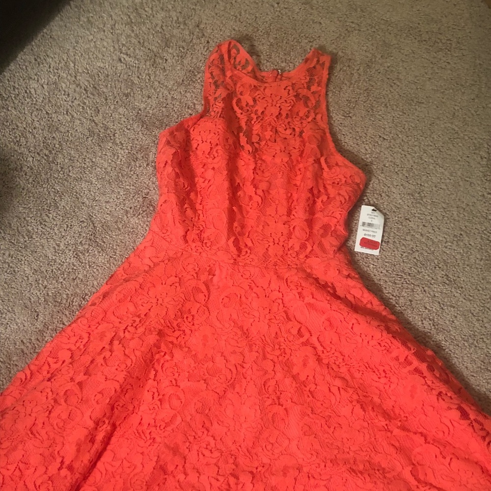 Short coral cocktail dress